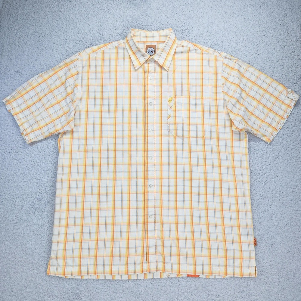 Phat Farm Shirt Mens XL Multicolor Plaid Yacht Club 92 Short Sleeve Button Up